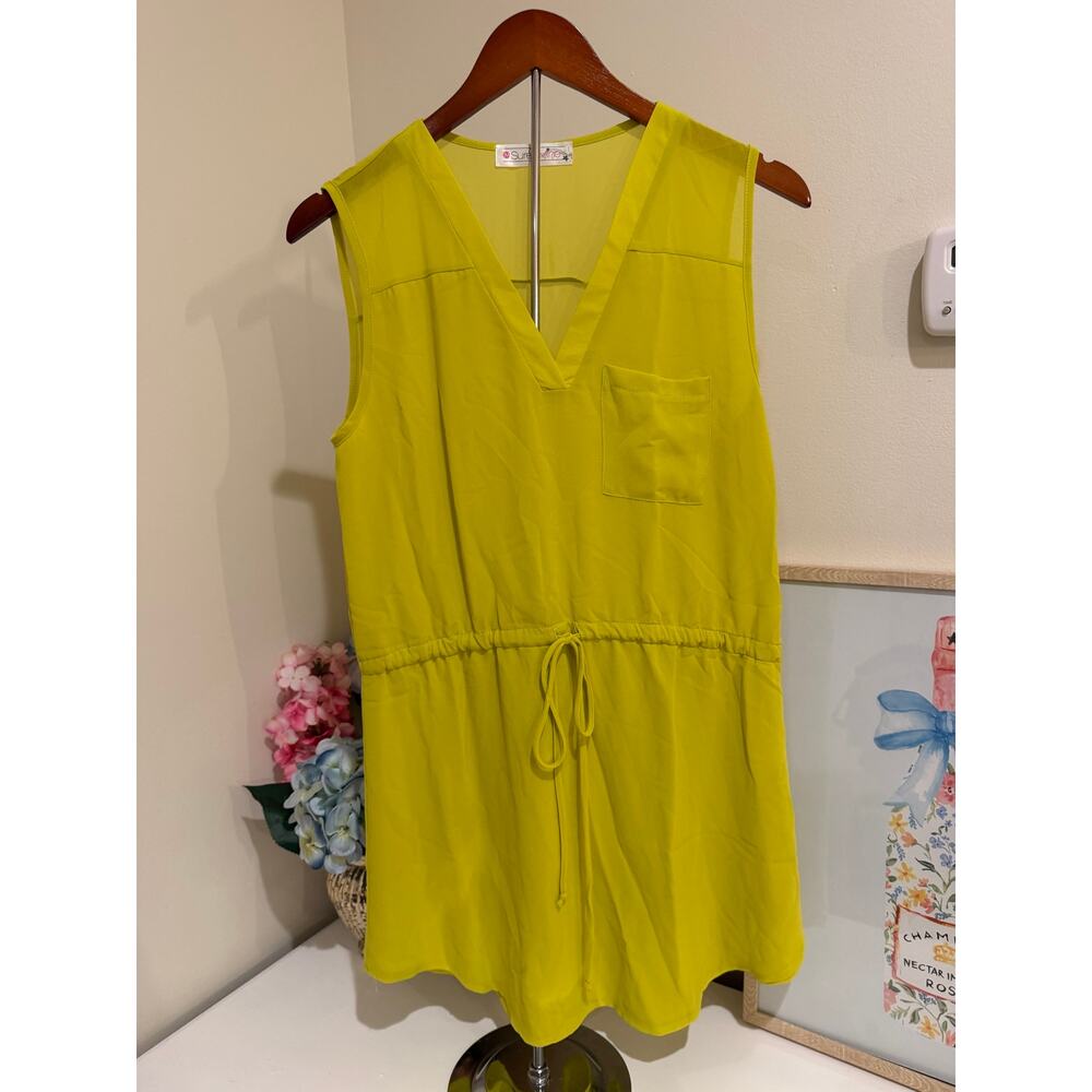 🌟 Surely Mine Chartreuse Lime Green V-Neck Mini Dress